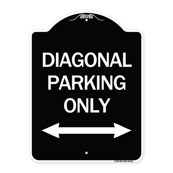 Diagonal Parking Only with Bidirectional Arrow Heavy-Gauge Aluminum Architectural Sign